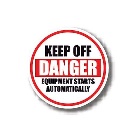Ergomat 30in CIRCLE SIGNS - Keep Off Danger Equipment Starts Automatically DSV-SIGN 900 #1972 -UEN